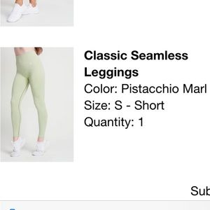 Oneractive Classic Seamless Leggings Size: S Color: Pistachio Marl